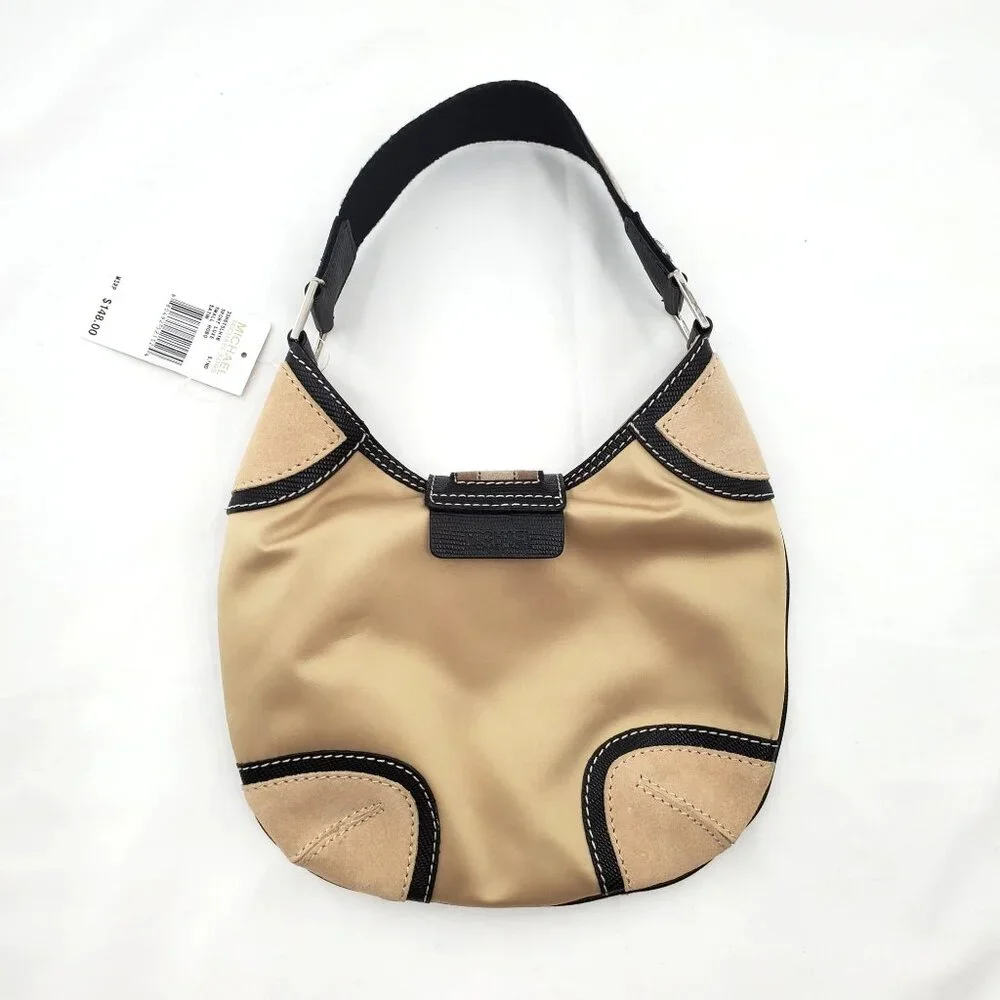 MICHAEL Michael Kors Women's Sport Luxe Small Hobo Satin Bag Sand New With Tags